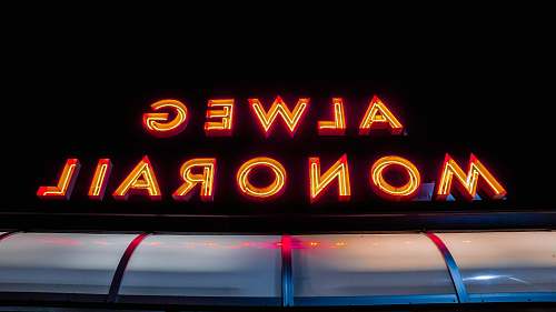 united states red Alweg Monorail LED signage seattle center station
